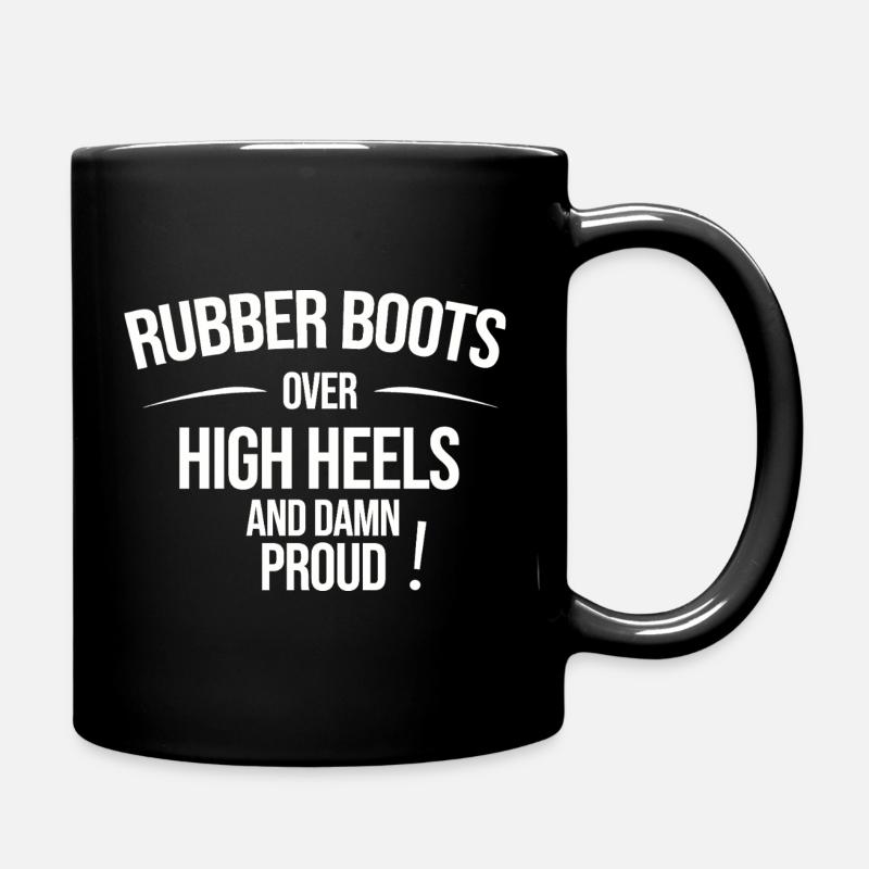 Rubber Boots over High Heels – Dorfkind Statement - Tasse einfarbig - Schwarz
