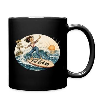 Feel Erfolg – Positivity im Retro Style - Tasse einfarbig - Schwarz - Rechts