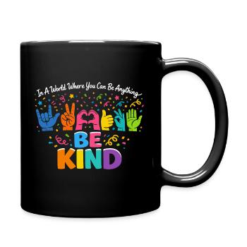 Be Kind Sign Language Inclusive - Full Colour Mug - black - Right