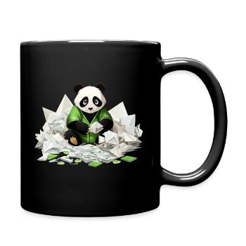 Panda en sweat à capuche vert avec un trésor en origami - Mug uni - noir - Droite