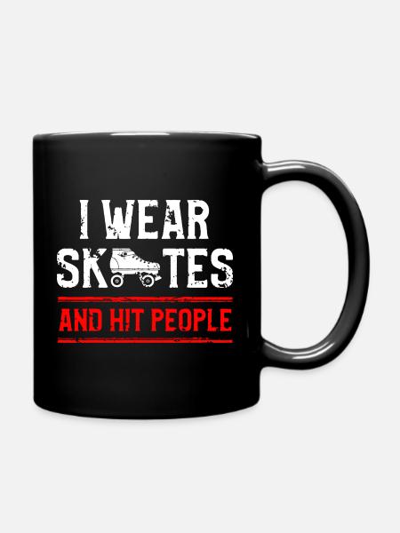 I Wear Skates Distressed Graphic - Full Colour Mug - black