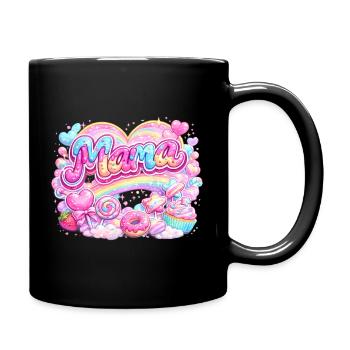Mama Candy und Regenbogen | Mama-Geschenk - Tasse einfarbig - Schwarz - Rechts