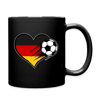 Deutschland Flagge Fußball mit Herz - Tasse einfarbig - Schwarz - Rechts