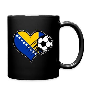 Bosnien Flagge Fußball mit Herz - Tasse einfarbig - Schwarz - Rechts