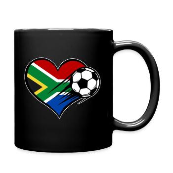 Südafrika Flagge Fußball mit Herz - Tasse einfarbig - Schwarz - Rechts