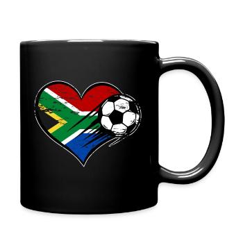 Südafrika Flagge Fußball mit Herz used - Tasse einfarbig - Schwarz - Rechts