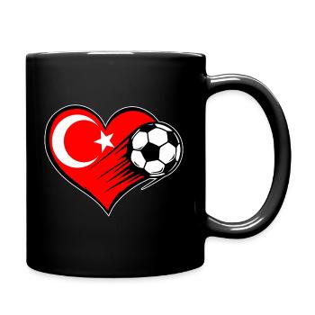 Football drapeau turc avec cœur - Mug uni - noir - Droite