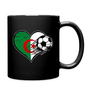 Algerien Flagge Fußball mit Herz - Tasse einfarbig - Schwarz - Rechts