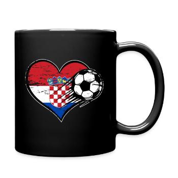 Kroatien Flagge Fußball mit Herz used - Tasse einfarbig - Schwarz - Rechts