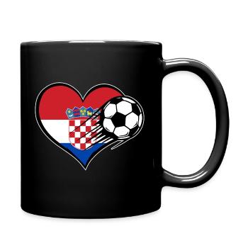 Kroatien Flagge Fußball mit Herz - Tasse einfarbig - Schwarz - Rechts