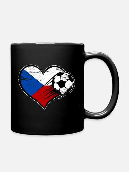 Tschechien Flagge Fußball mit Herz used - Tasse einfarbig - Schwarz