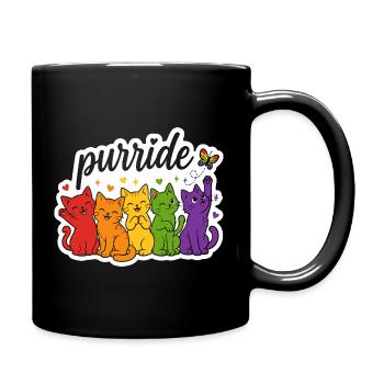 Purride Regenbogen Katzen Parade - Tasse einfarbig - Schwarz - Rechts