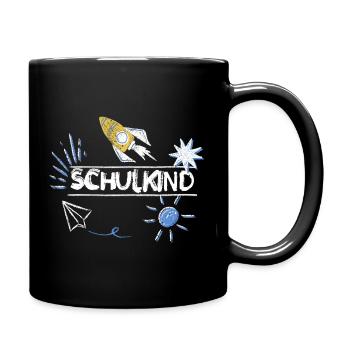 Schulkind 2026 Junge Rakete Blau Schulanfang - Tasse einfarbig - Schwarz - Rechts