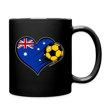 Australia Flag Football with Heart - Full Colour Mug - black - Right