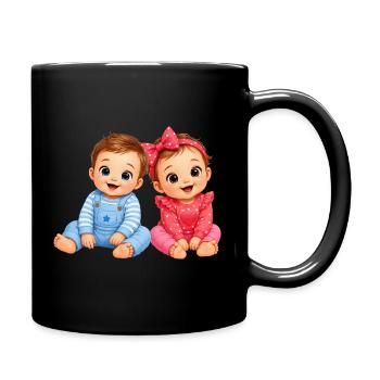 Kleine Baby Mädchen Junge - Tasse einfarbig - Schwarz - Rechts
