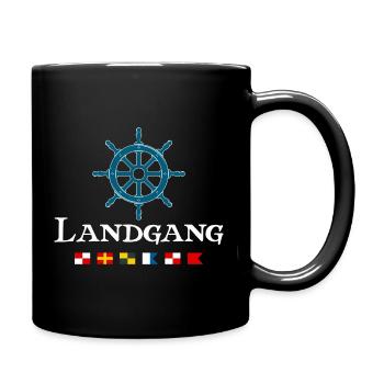 Landgang Maritimes Segler Steuerrad Design - Tasse einfarbig - Schwarz - Rechts