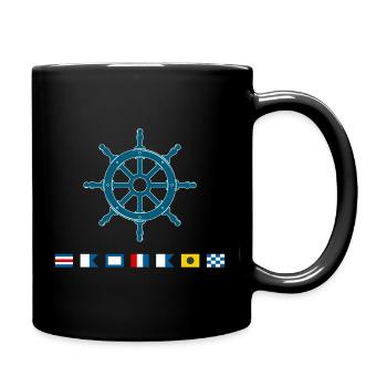 Captain Segeln Yacht Boot Maritim Motiv - Tasse einfarbig - Schwarz - Rechts