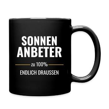 Sonnenanbeter zu 100% Endlich draußen - Tasse einfarbig - Schwarz - Rechts