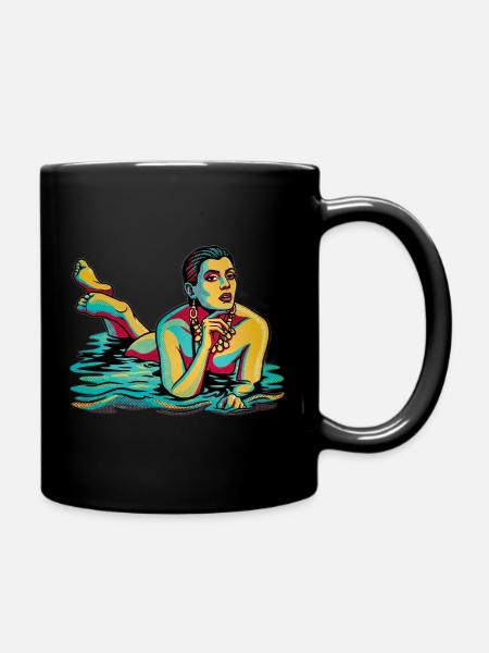 Femme pop art dans l’eau - Mug uni - noir
