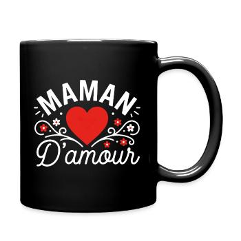 Maman D'amour Coeur Floral Cadeau Fête des Mères - Mug uni - noir - Droite
