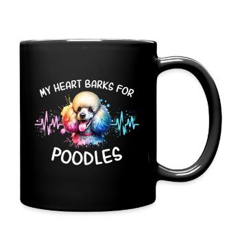 Pudel Herzlinie - Tasse einfarbig - Schwarz - Rechts