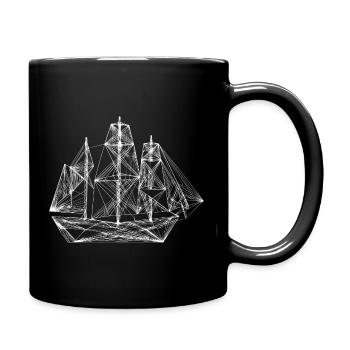 Abstrakte geometrische Schiffslinienkunst - Tasse einfarbig - Schwarz - Rechts