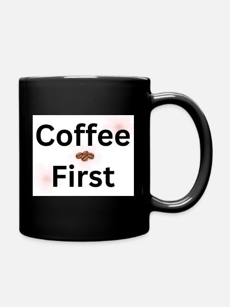 Coffee First Floral Bloom - Full Colour Mug - black
