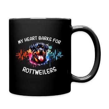 Ligne du cœur des rottweilers - Mug uni - noir - Droite