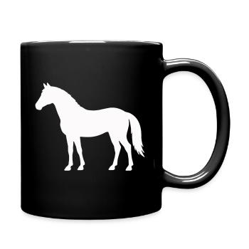 Horse silhouette in white on black - Full Colour Mug - black - Right