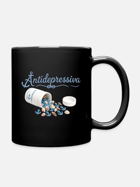 AnkerPillen Blaues Meeresbild - Tasse einfarbig - Schwarz