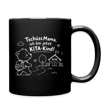 KiTaAbschied: KleinerBär geht zur KiTa - Tasse einfarbig - Schwarz - Rechts