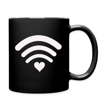 WLANLiebe Herz-Wifi Design - Tasse einfarbig - Schwarz - Rechts
