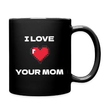 Pixel Herz Ich liebe deine Mutter - Tasse einfarbig - Schwarz - Rechts