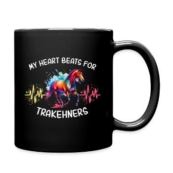 Trakehner Herzlinie Pferd - Tasse einfarbig - Schwarz - Rechts