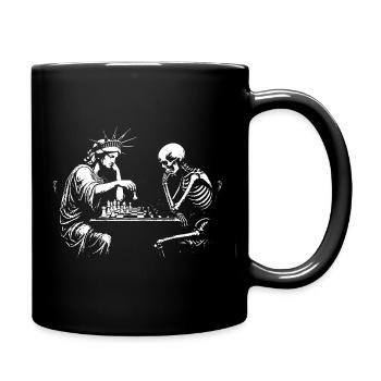 Freiheitsstatue, die Schach mit dem Tod spielt - Tasse einfarbig - Schwarz - Rechts