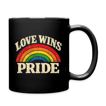 Love Wins Pride Regenbogen CSD LGBTQ Community - Tasse einfarbig - Schwarz - Rechts