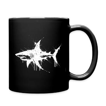 White Splatter Shark - Full Colour Mug - black - Right