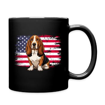 Patriotic Basset Hound - US Flag Dog Mom Dad - Full Colour Mug - black - Right