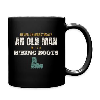Old Man With Hiking Boots - Full Colour Mug - black - Right