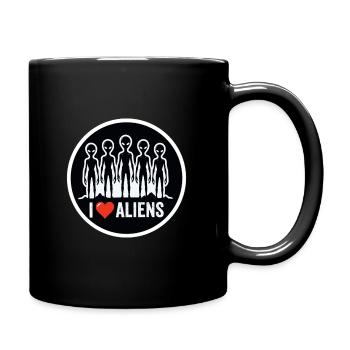 I Love Aliens Extraterrestrial UFO Fan - Full Colour Mug - black - Right