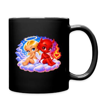 Engel & Teufel – Süß und schelmisch - Tasse einfarbig - Schwarz - Rechts