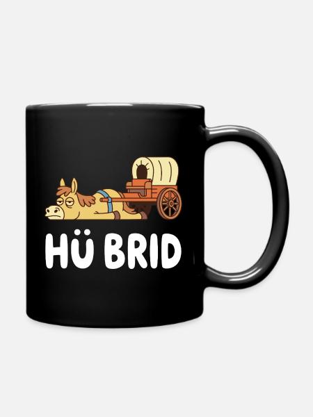 Hü-Brid Lustiges Hybrid Pferd Wortspiel - Tasse einfarbig - Schwarz
