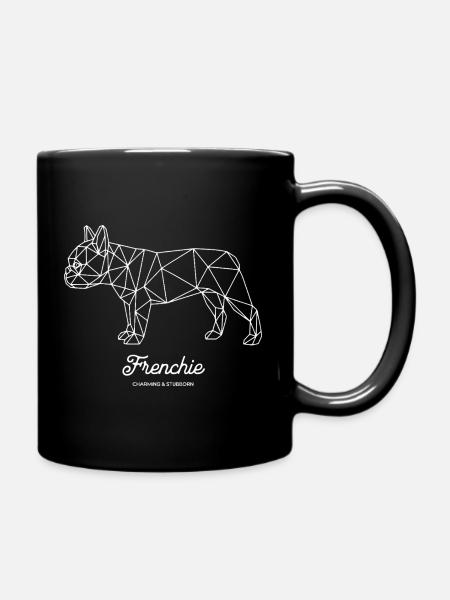 Französische Bulldogge - Polygon Frenchie Desing - Tasse einfarbig - Schwarz