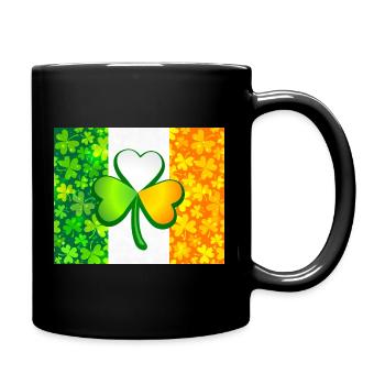 Kleeblatt auf der irischen Flagge mit Klee - Tasse einfarbig - Schwarz - Rechts