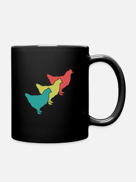 Hühner Trio Retro - Tasse einfarbig - Schwarz