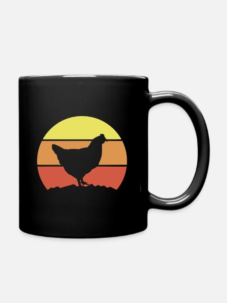 Huhn Silhouette Retro - Tasse einfarbig - Schwarz