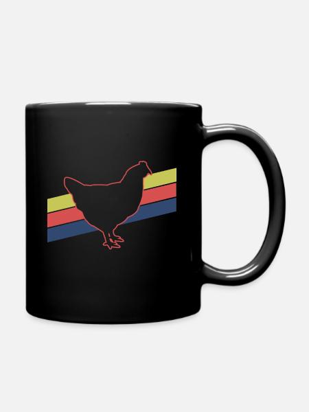 Huhn Silhouette Retro - Tasse einfarbig - Schwarz