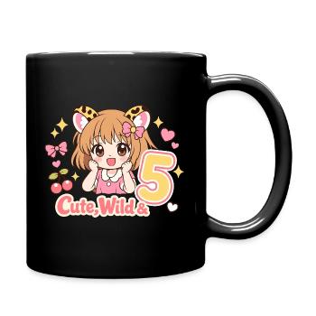 Cute Wild Mädchen Leopardenlook Mit Kirschen - Tasse einfarbig - Schwarz - Rechts