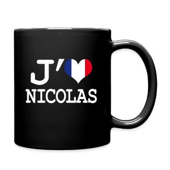 Ich liebe Nicolas - Tasse einfarbig - Schwarz - Rechts