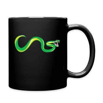 Poisonous snake green mamba snake shows fangs - Full Colour Mug - black - Right